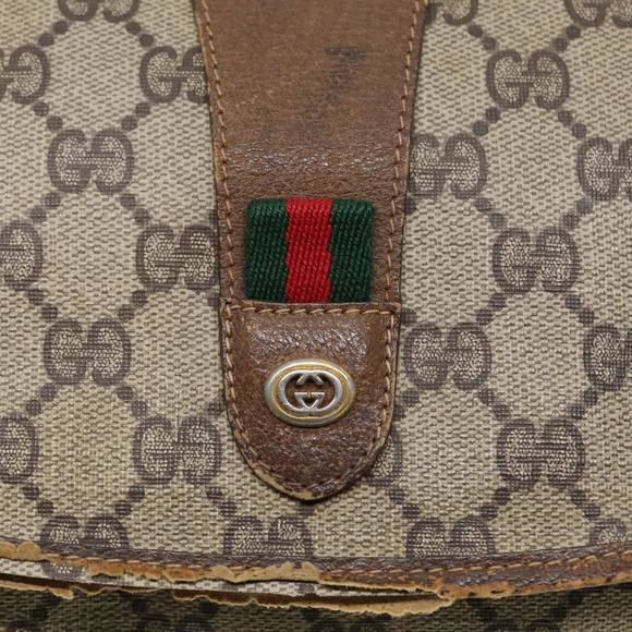 GUCCI GG Supreme Web Sherry Line Clutch Bag PVC Beige Red 89 01 031 Auth 89507 - Picture 8 of 16